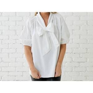 NEW CARYN LAWN ryan bow sparkle top in white